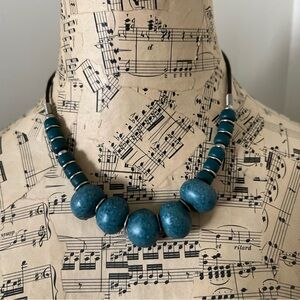 Chunky Bohemian Turquoise Beaded Necklace